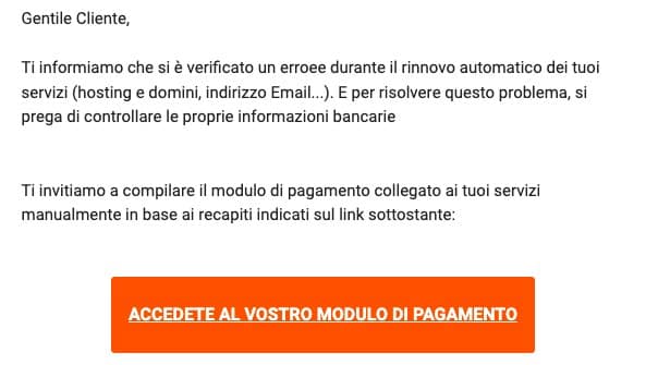 Esempio di CTA per email.