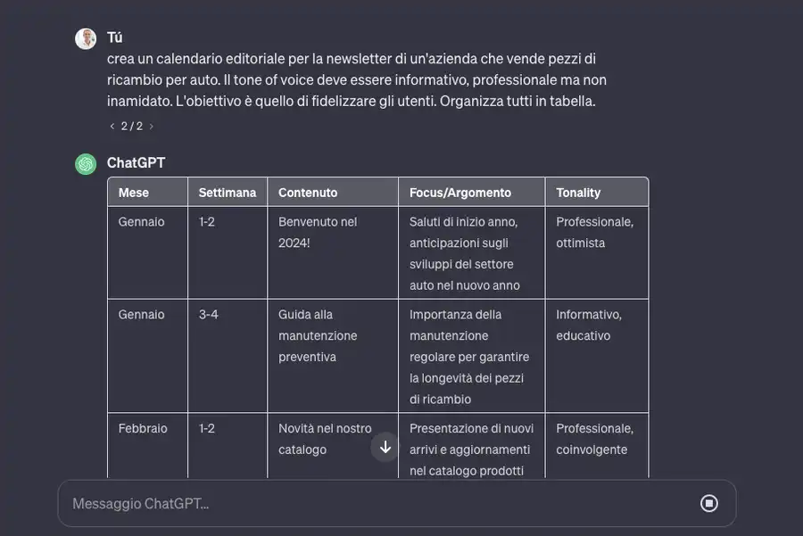 calendario editoriale email