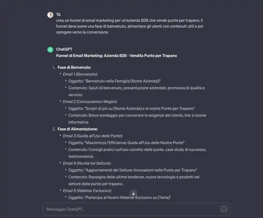 email marketing con ChatGPT